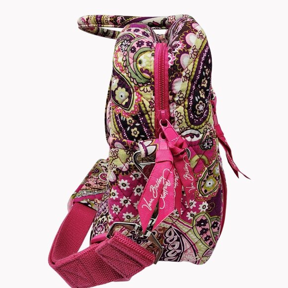 Vera Bradley Travel Messenger Bag Very Berry Paisley Adjustable Strap Pockets - Picture 6 of 12